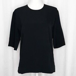 Everlane Go Weave Black Back Zip Blouse FLAW
